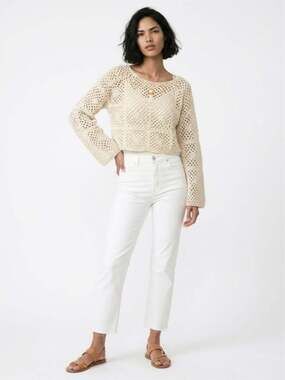 Le Lis Collection Crochet Square Cropped Sweater, Size XS (33)